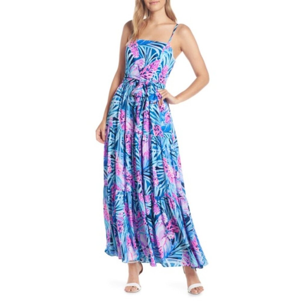 Lilly Pulitzer Blue and Pink Maxi Dress